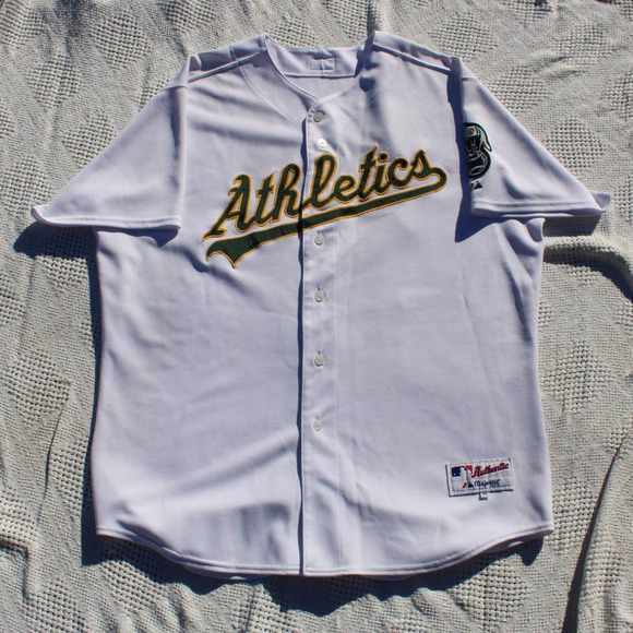 Majestic Other - Majestic Oakland Athletics white green yellow jersey Size 56
